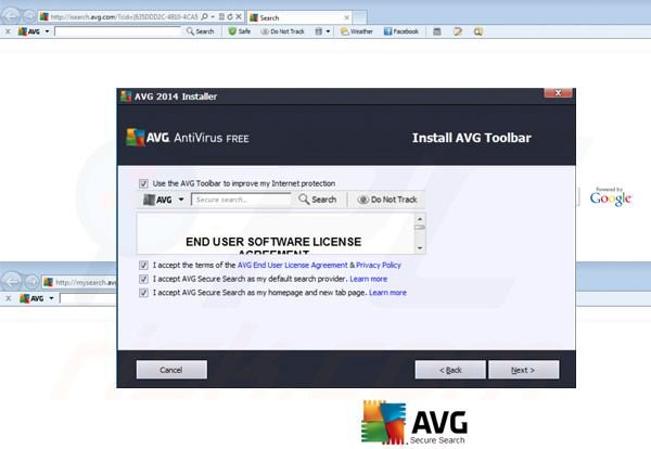 AVG Search redirect