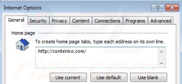 Rimuovere Contenko.com dalla homepage di Internet Explorer 