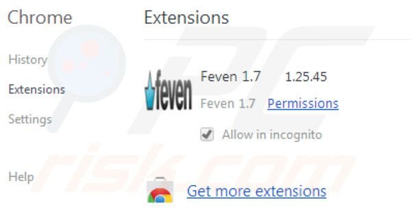 Rimuovere gli annunci di Feven da Google Chrome passo 2