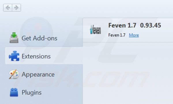 Rimuovere gli annunci di Feven da Mozilla Firefox passo 2