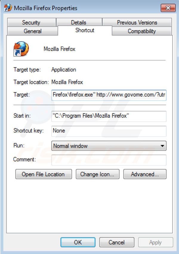 Govome rimozione dal collegamento a Mozilla Firefox