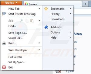 Rimuovere Linkey da Mozilla Firefox step 1