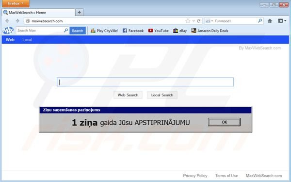 Maxwebsearch.com redirect virus