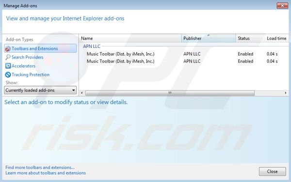 Rimuovere Music toolbar dalle estensioni di Internet Explorer 