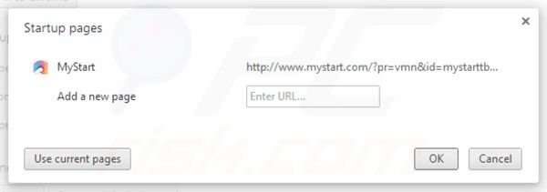 Rimuovere mystart.com dalla homepage di Google Chrome 