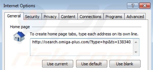 Omiga plus rimozione dalla homepage di Internet Explorer 