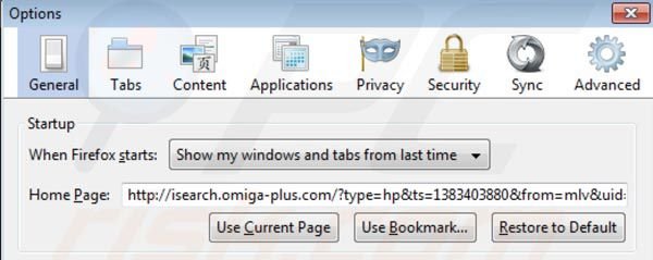 Rimuovere Omiga plus da Mozilla Firefox homepage
