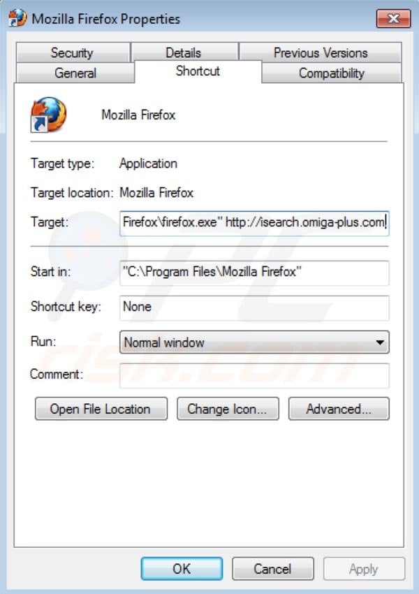 Omiga plus rimozione da Mozilla Firefox 