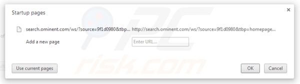 Rimuovere search.ominent.com dalla homepage di Google Chrome