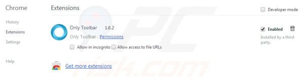 Only-search.com rimozione dalle estensioni di Google Chrome 