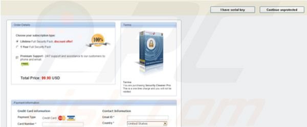 Security Cleaner Pro SITO DI PAGAMENTO