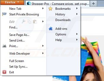 Rimuovere Shopper pro da Mozilla Firefox step 1