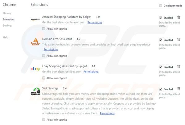 Rimuovere Spigot dalle estensioni di Google Chrome 