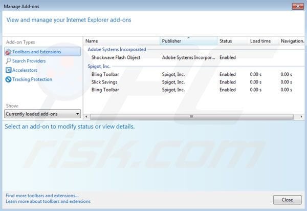 Rimuovere Spigot dalle estensioni di Internet Explorer 