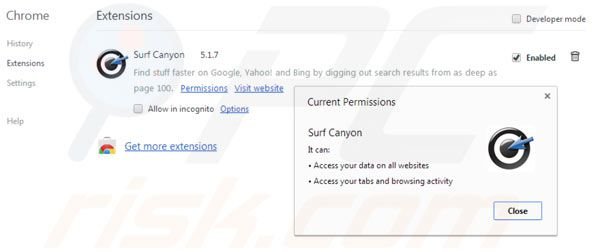 Rimuovere surf canyon redirect da Google Chrome