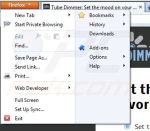 Rimuovere Tube Dimmer da Mozilla Firefox step 1
