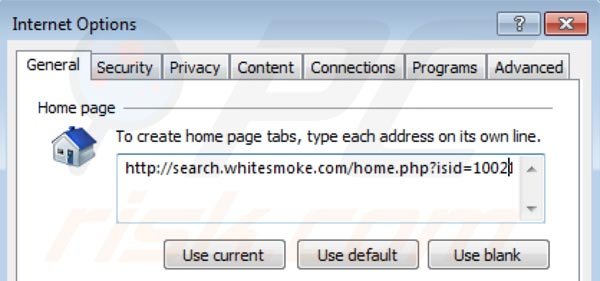 Rimuovere search.whitesmoke.com redirect dalla homepage di Internet Explorer 