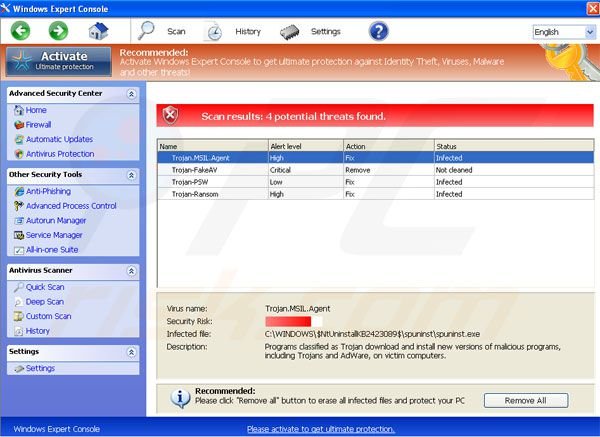 Windows Expert Console falso programma antivirus