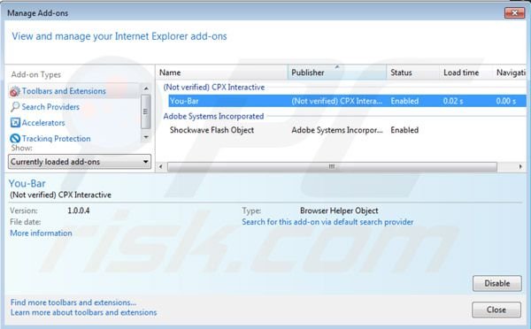 Rimuovere You-bar da Internet Explorer step 2