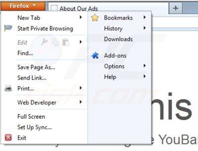Rimuovere You-bar da Mozilla Firefox step 1