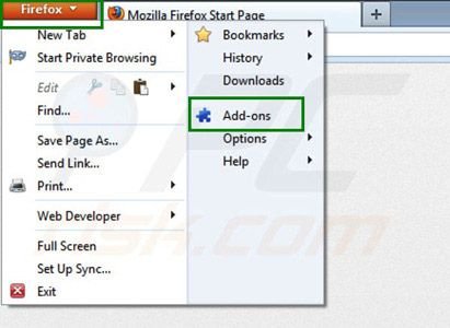 Rimuovere Zoom downloader dalle estensioni di Mozilla Firefox passo 1