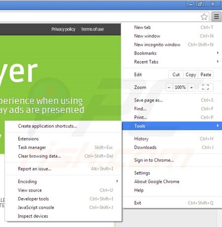 Rimuovere ads by video player dalle estensioni di Google Chrome step 1