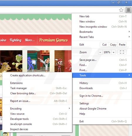 Rimuovere ArcadeParlor da Google Chrome extensions step 1