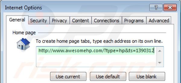 Rimuovere awesomehp.com dalla homepage di Internet Explorer 