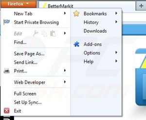 Rimuovere BetterMarkit da Mozilla Firefox step 1