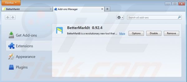 Rimuovere BetterMarkit da Mozilla Firefox step 2