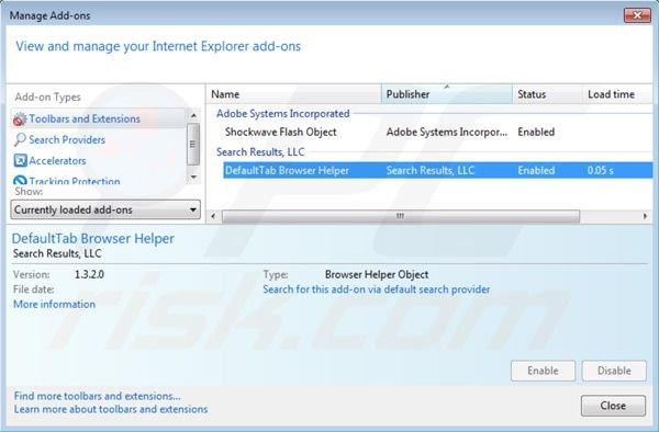 Rimuovere default tab virus dalle estensioni di Internet Explorer