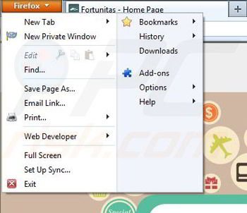 Rimuovere Fortunitas da Mozilla Firefox step 1