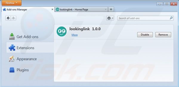 Rimuovere Lookinglink ads da Mozilla Firefox step 2