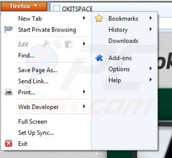 Rimuovere okitspace da Mozilla Firefox step 1