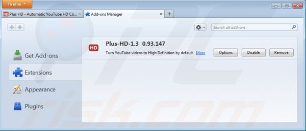 Rimuovere plus-hd ads da Mozilla Firefox step 2