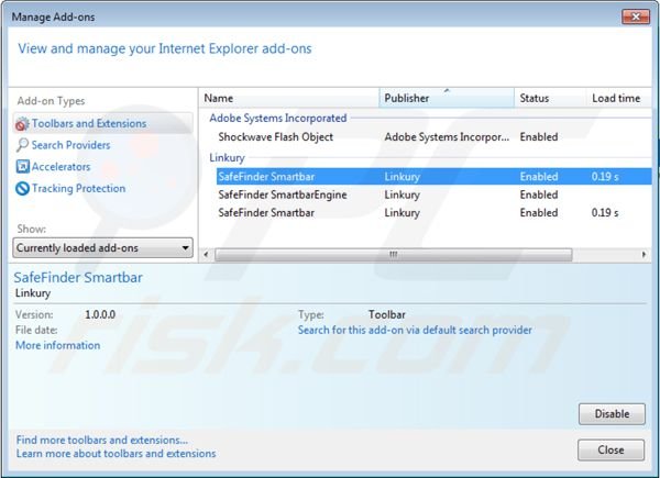 Rimuovere isearch.safefinder.net dalle estensioni di Internet Explorer 