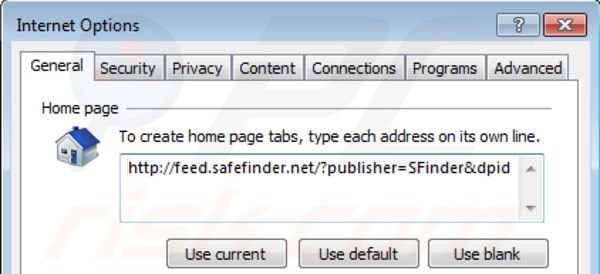 Rimuovere isearch.safefinder.net dalla Internet Explorer homepage