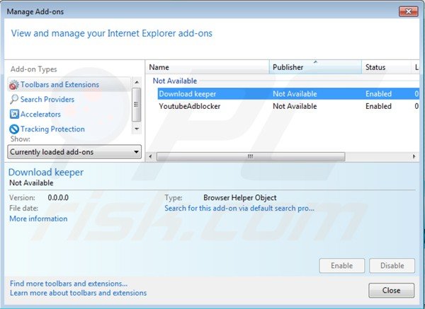 Rimuovere safeweb app da Internet Explorer step 2