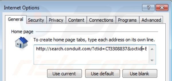 Search Protect by Conduit rimozione dalla homepage di Internet Explorer homepage 