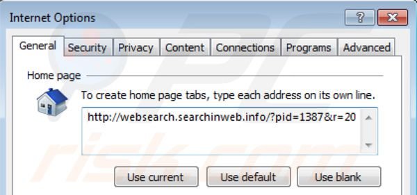 Rimuovere websearch.searchinweb.info dalla homepage di Internet Explorer 