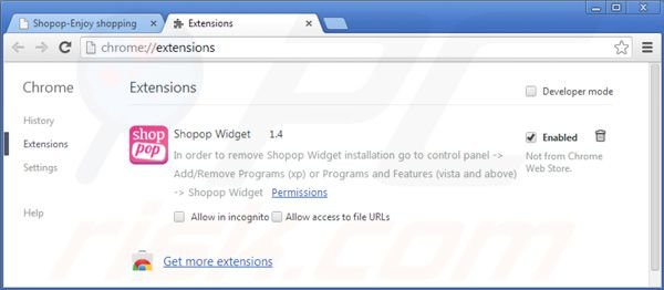 Rimuovere Shopop da Google Chrome step 2
