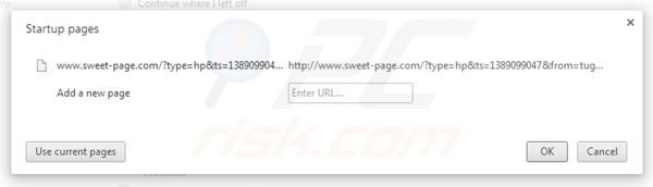 Rimuovere sweet-page.com dalla homepage di Google Chrome 
