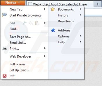 Rimuovere Web Protect da Mozilla Firefox step 1