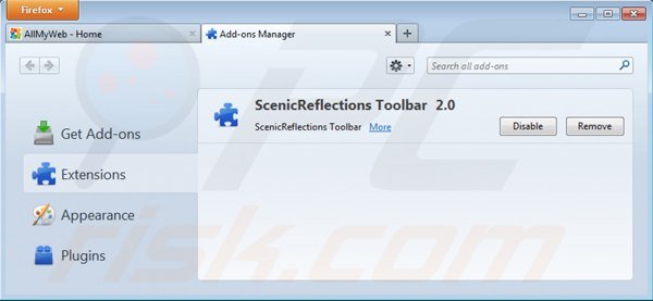 Rimuovere allmyweb.com dalle estensioni di Mozilla Firefox