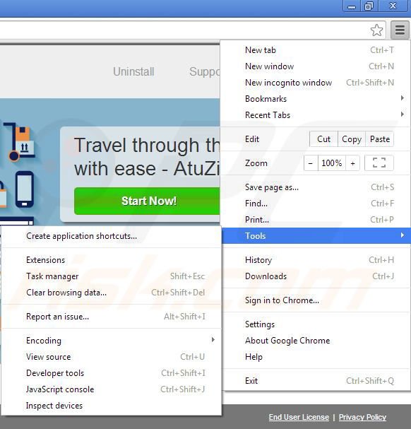 Rimuovere AtuZi ads da Google Chrome step 1