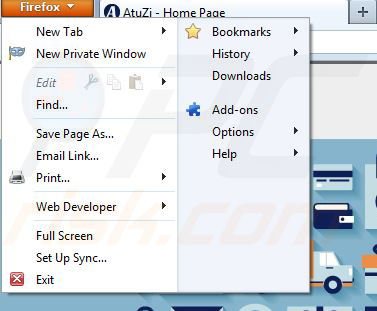 Rimuovere AtuZi da Mozilla Firefox step 1