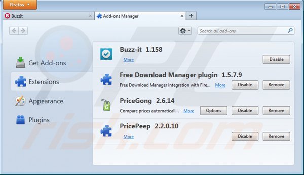 Rimuovere buzz-it da Mozilla Firefox step 2