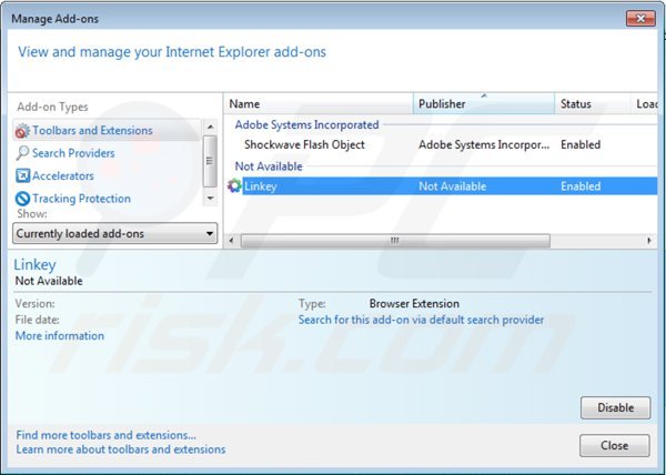 Rimuovere default-search.net dalle estensioni di Internet Explorer