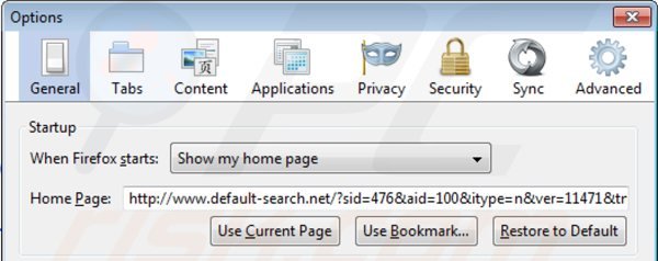 Rimuovere default-search.net dalla Mozilla Firefox homepage