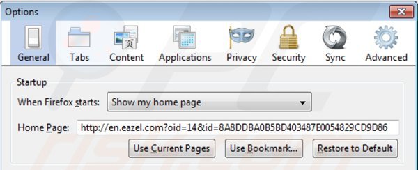 Rimuovere eazel.com dalla Mozilla Firefox homepage